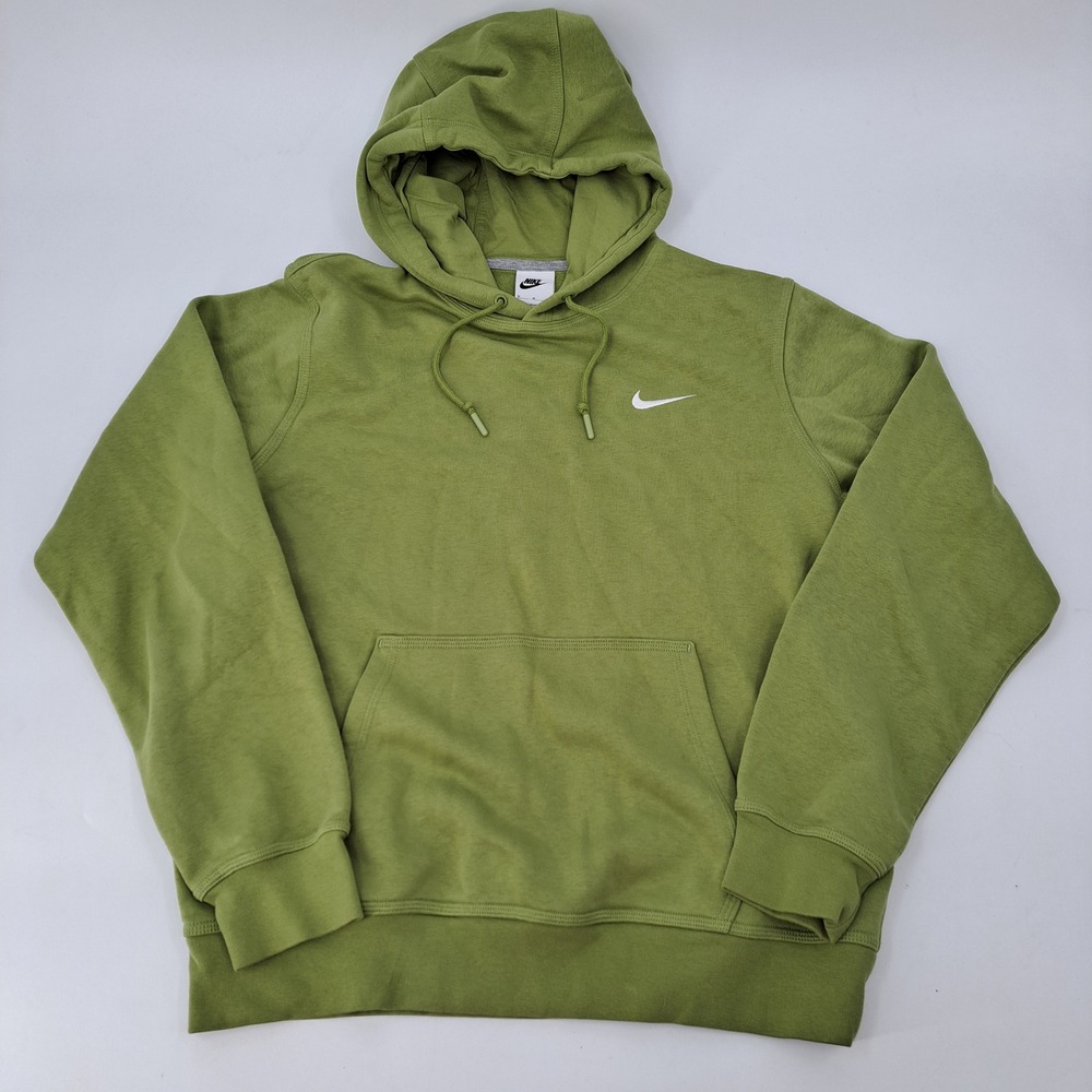 Nike Pullover Hoodie Mens Medium Cotton Blend Olive Green Embroidered Swoosh